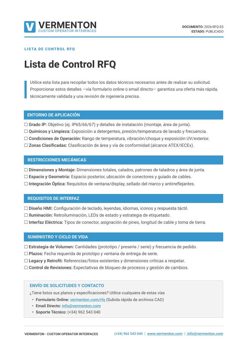 Vista previa Checklist RFQ